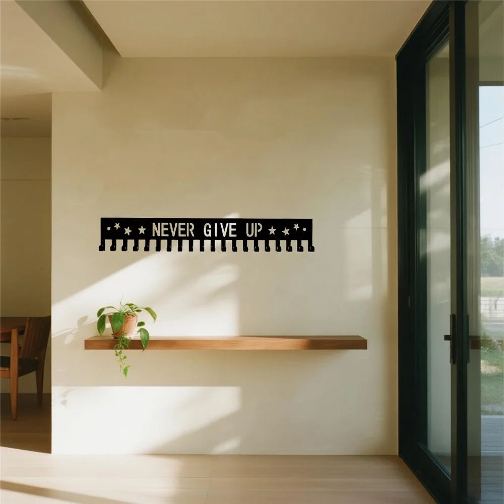 Metal Medal Display Rack 20 Hooks Award Holder Wall Mounted Trophy Organizer with Letter Design - Type 2 - 6