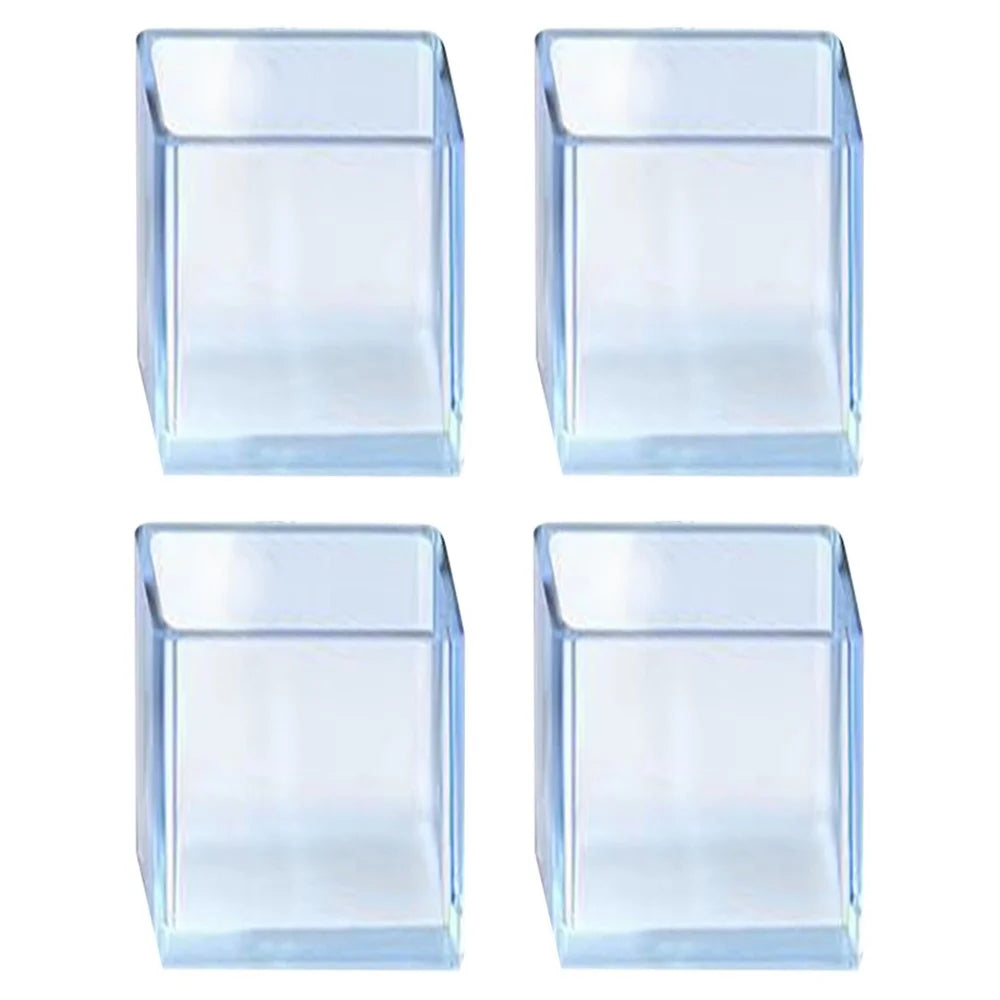4Pcs  /  Set 25*50mm Rectangular Clear Rubber Chair Leg Floor Protectors Chair Leg Caps Protection Covers No Scratches Table Feet Protectors - 1
