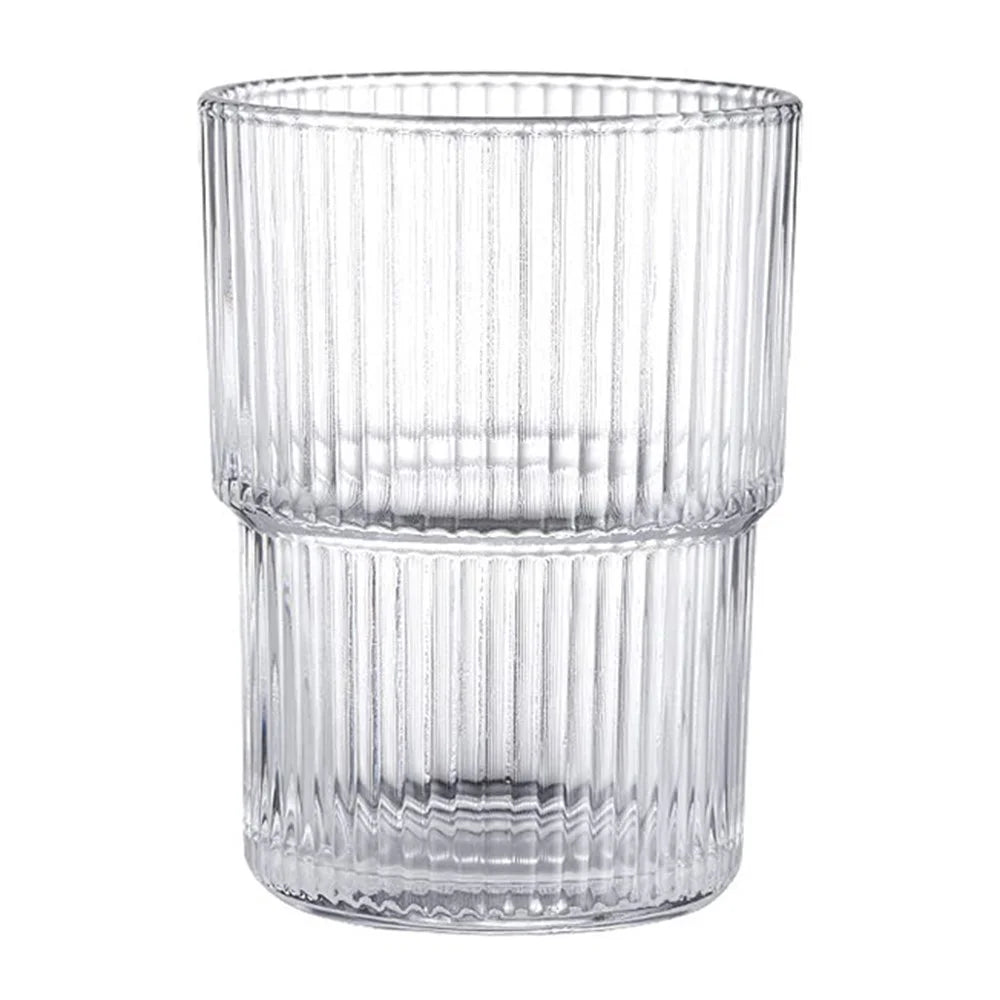 300ML Glass Cup 1Pc Vertical Stripes Design Coffee Cup Minimalist Style for Cold Drinks / Juice (No FDA, BPA-Free) - 1