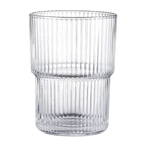 300ML Glass Cup 1Pc Vertical Stripes Design Coffee Cup Minimalist Style for Cold Drinks / Juice (No FDA, BPA-Free) - 1