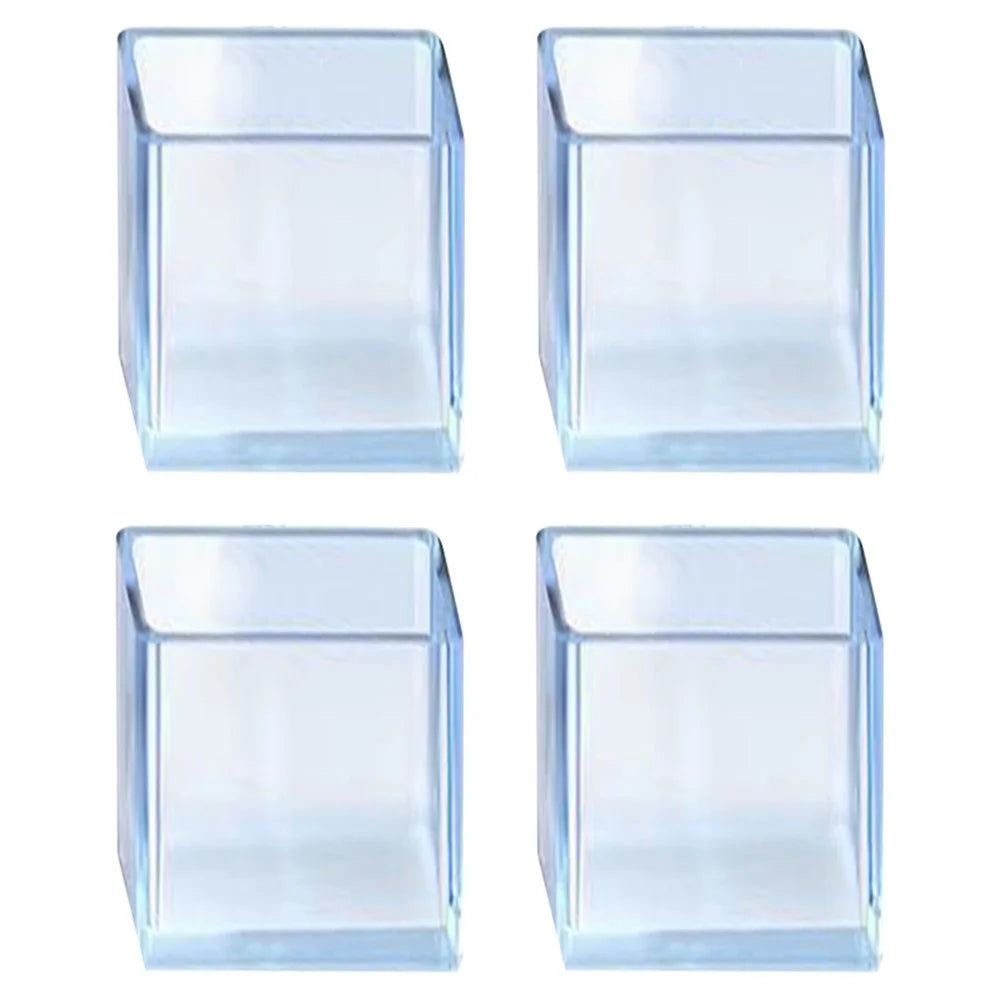 4Pcs  /  Set 30*50mm Rectangular Floor Protectors Clear Rubber Chair Leg Caps Prevents Scratches and Noise Furniture Leg Protection Cover - 1
