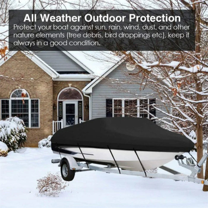 For 20-22 Feet (700x290cm) 210D Yacht Cover Waterproof Sun Protection Boat Cover with Adjustable Belt and Storage Bag - 3