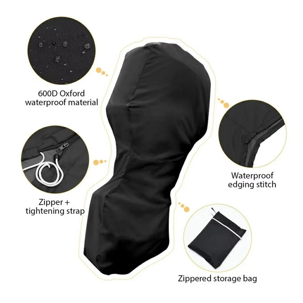 420D 6-15HP Oxford Outboard Engine Cover Waterproof Dustproof Full Coverage Boat Motor Cover 140cm Circumference 110cm Height - Black - 7