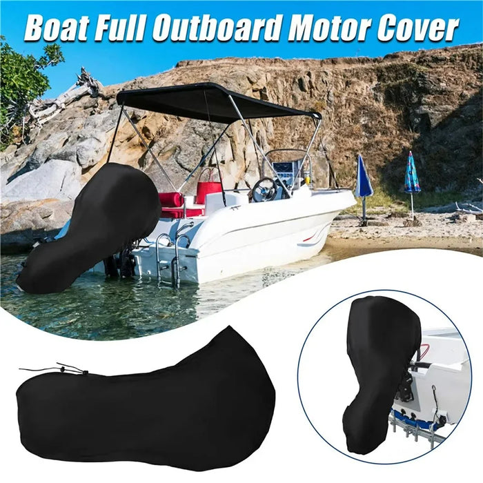 420D 15-20HP Oxford Outboard Engine Cover Waterproof Dustproof Full Coverage Boat Motor Cover 150cm Circumference 125cm Height - Black - 2