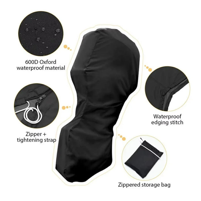 420D 15-20HP Oxford Outboard Engine Cover Waterproof Dustproof Full Coverage Boat Motor Cover 150cm Circumference 125cm Height - Black - 7