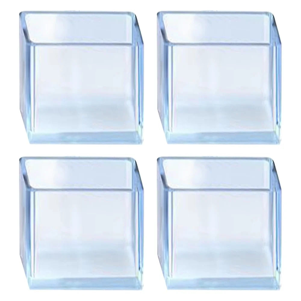 4Pcs  /  Set 40*60mm Rectangular Transparent Rubber Chair Leg Socks Floor Protectors Prevent Scratches Chair Leg Caps for Hardwood Floors - 1