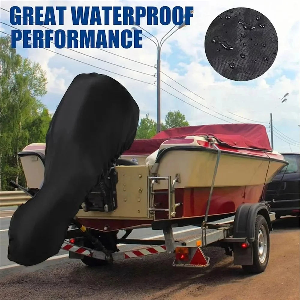 420D 175-225HP Oxford Outboard Engine Cover Waterproof Dustproof Full Coverage Boat Motor Cover 248cm Circumference 197cm Height - Black - 3