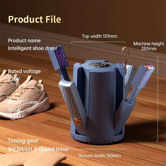 X3 4-Head Multi-Function Shoe Dryer Socks Warmer Deodorizer Boot Dryer for Home Dorm - EU Plug - 6