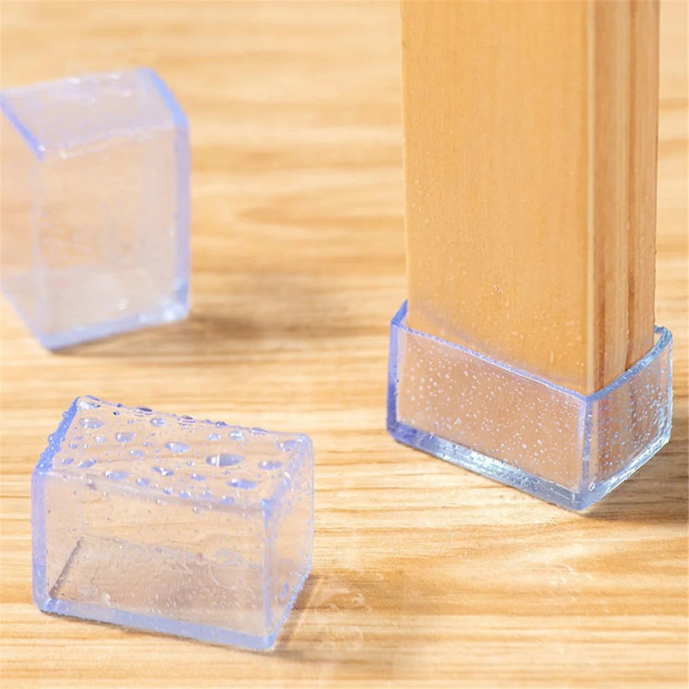 4Pcs  /  Set 15*30mm Rectangular Transparent Soft Rubber Chair Leg Caps Furniture Feet Pads for Protecting Floors - 3