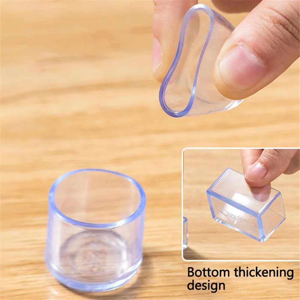 4Pcs  /  Set 15*30mm Rectangular Transparent Soft Rubber Chair Leg Caps Furniture Feet Pads for Protecting Floors - 5