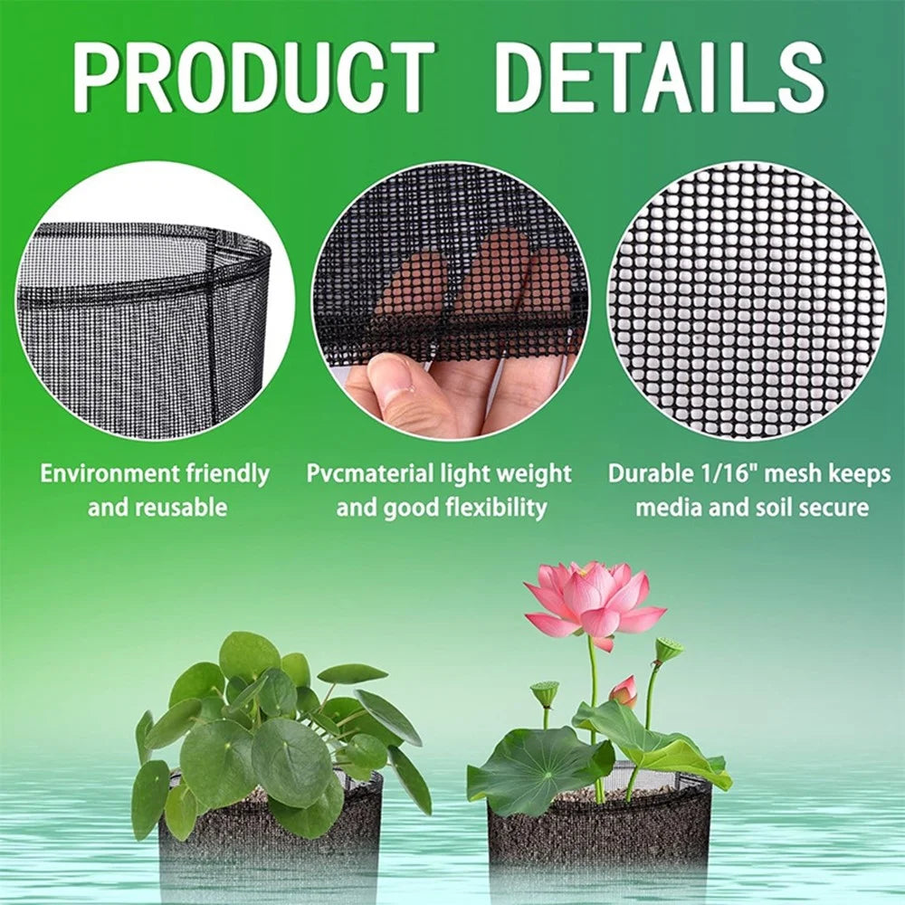4Pcs PVC Mesh Aquatic Plant Grow Bags Reusable Planting Bags Breathable for Garden Pond - Circle - 7