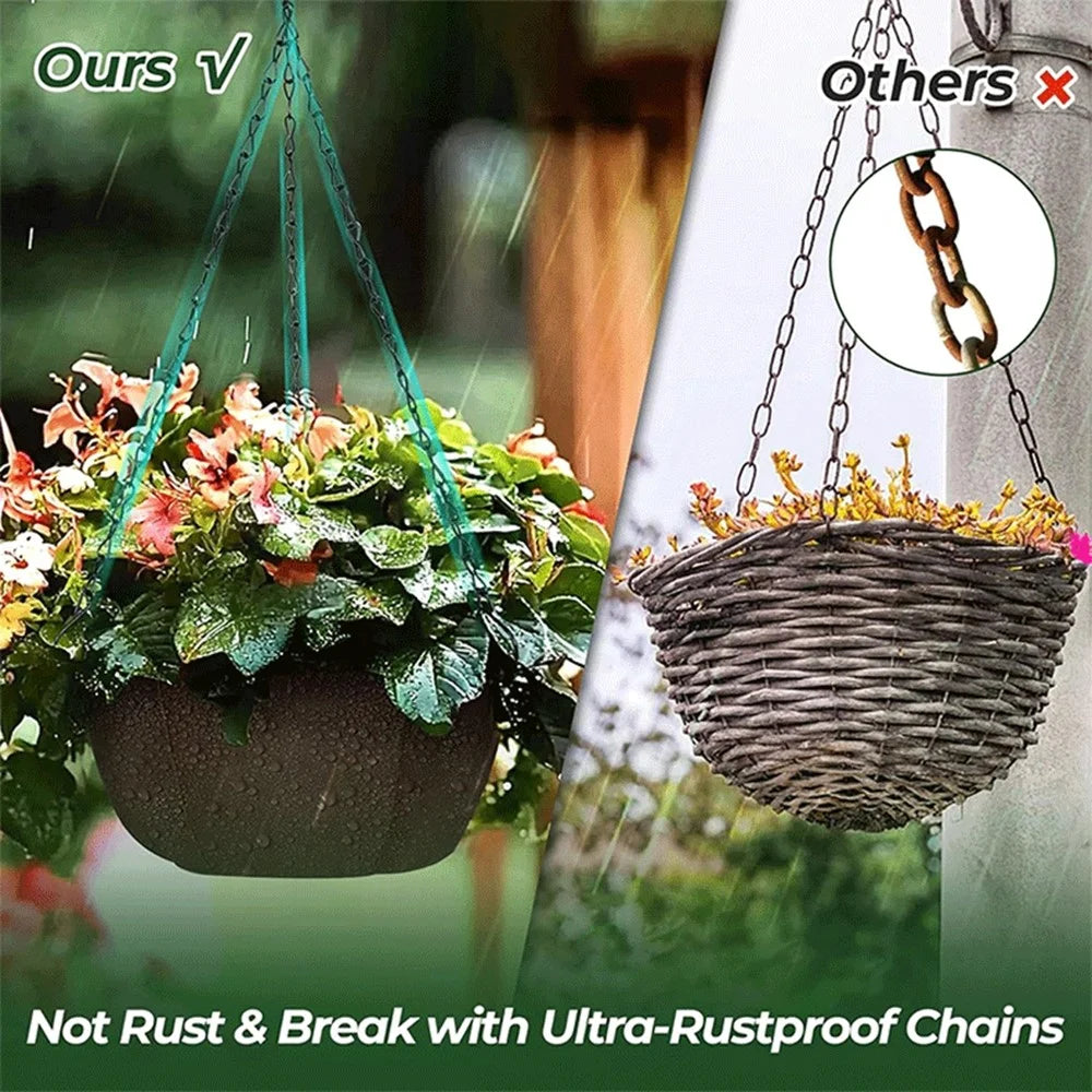 3Pcs 10 inch Outdoor Hanging Plant Pot Breathable Drainage Hanging Basket with Chain for Balcony Decoration - 7