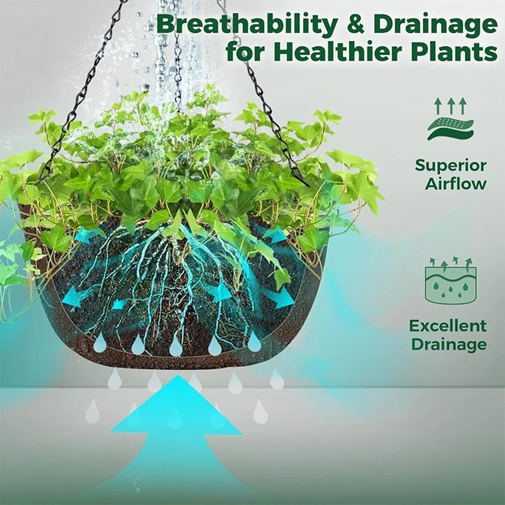 3Pcs 12 inch Outdoor Hanging Plant Pot Breathable Drainage Hanging Basket with Chain for Balcony Decoration - 3