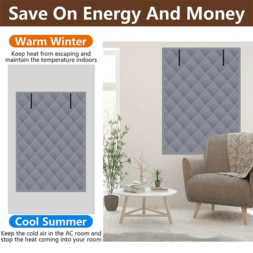 26×38 inch 3 Layer Winter Insulated Window Cover Oxford Cloth Frostproof Window Blanket with Magic Tape Cold-Proof Curtain Set - 5
