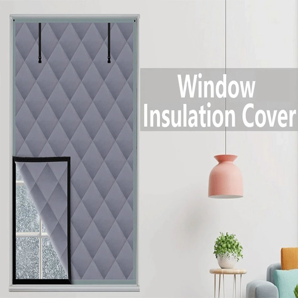 30×56 inch 3 Layer Winter Insulated Window Cover Oxford Cloth Frostproof Window Blanket with Magic Tape Cold-Proof Curtain Set - 2