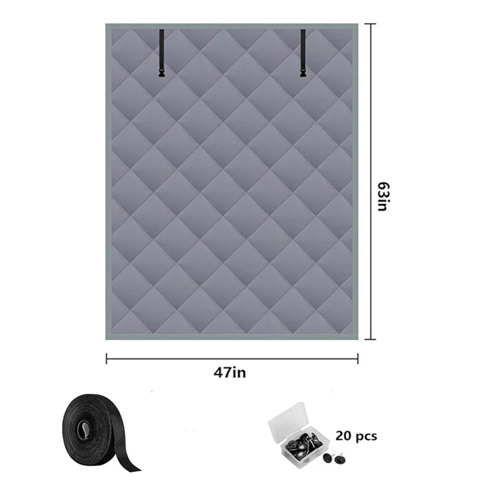 47×63 inch 3 Layer Winter Insulated Window Cover Oxford Cloth Frostproof Window Blanket with Magic Tape Cold-Proof Curtain Set - 1