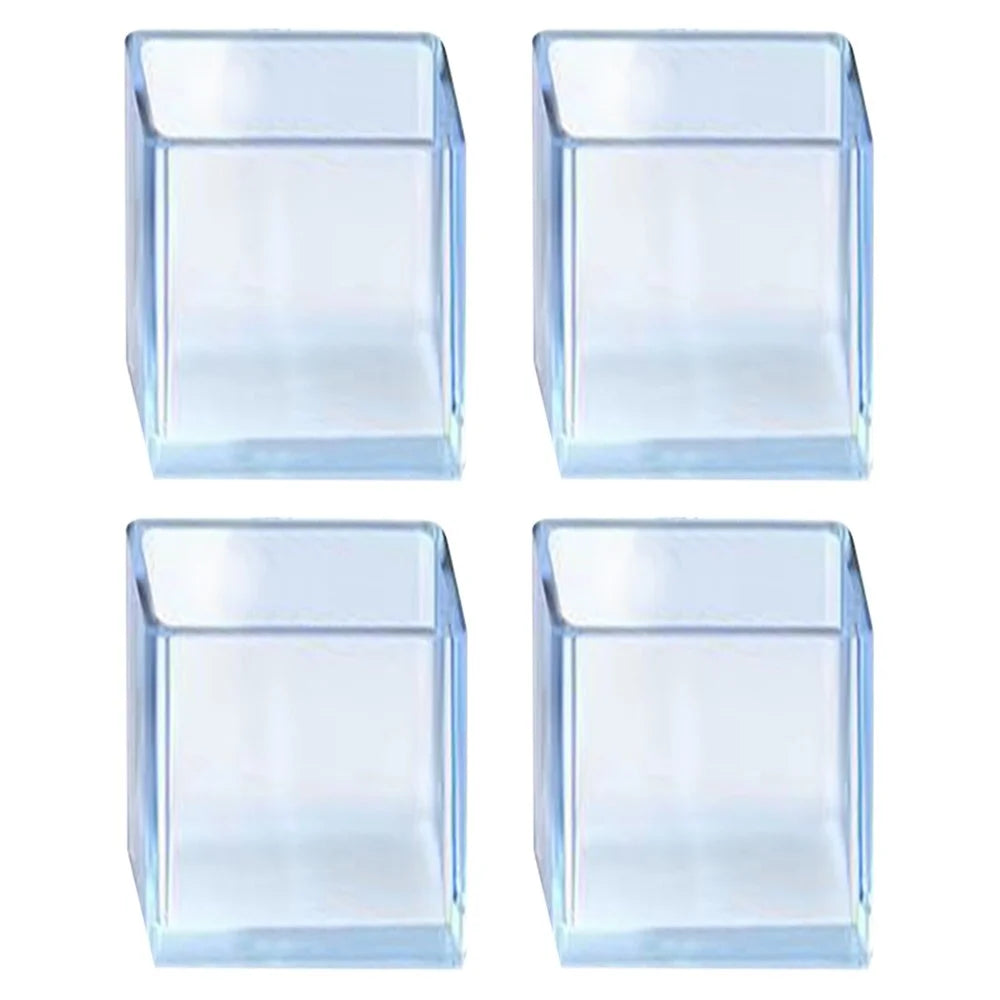 4Pcs  /  Set 20*30mm Rectangular Furniture Leg Covers Caps Clear Rubber Table Feet Pads Chair Leg Floor Protectors - 1