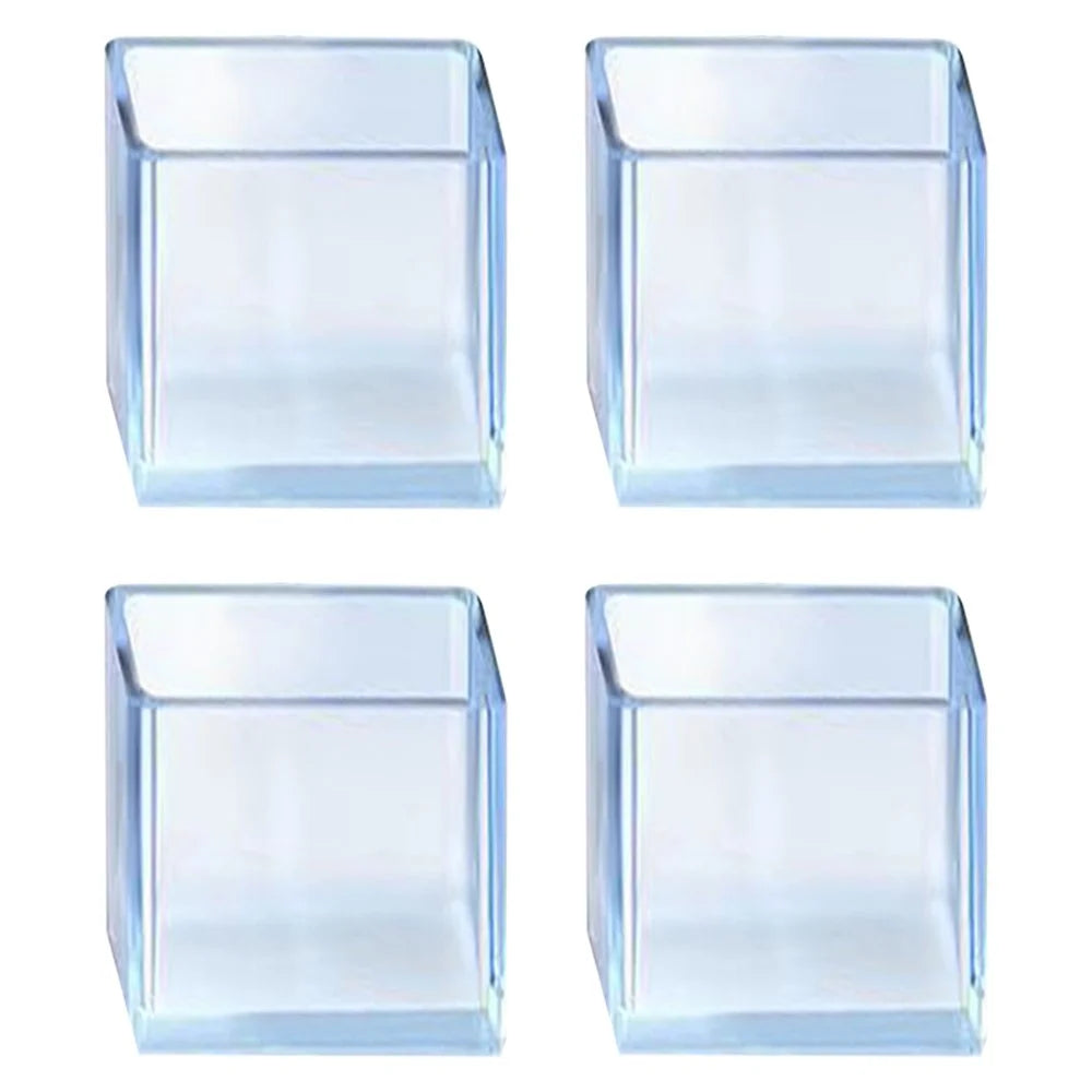 4Pcs / Set 20*20mm Square Transparent Moisture Proof Rubber Feet Protector Chair Leg Caps Dust Cover Furniture Leveling Feet System - 1