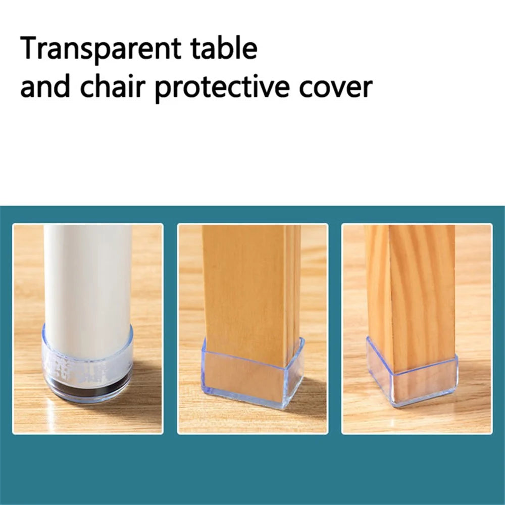 4Pcs / Set 20*20mm Square Transparent Moisture Proof Rubber Feet Protector Chair Leg Caps Dust Cover Furniture Leveling Feet System - 2