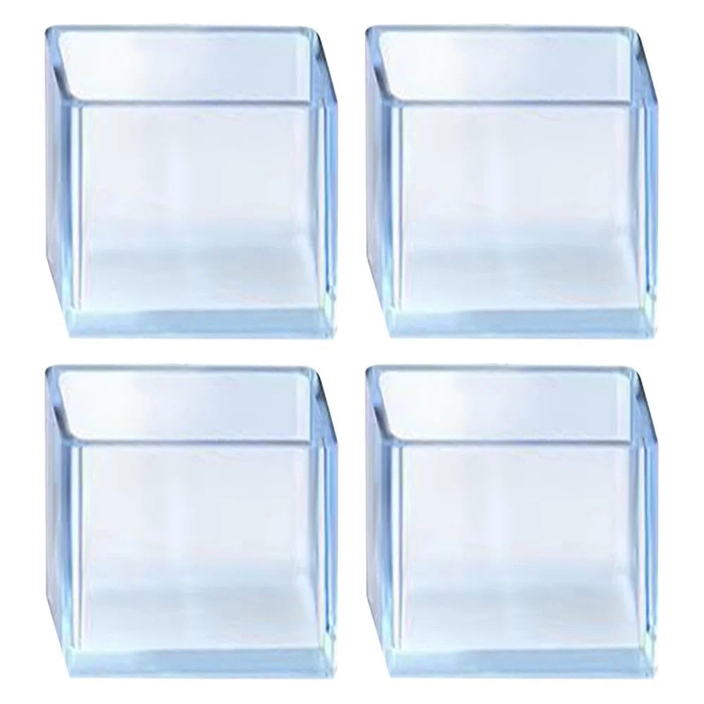 4Pcs / Set 25*25mm Furniture Leveling Feet System Square Chair Leg Caps Transparent Rubber Feet Protector Dust Cover - 1