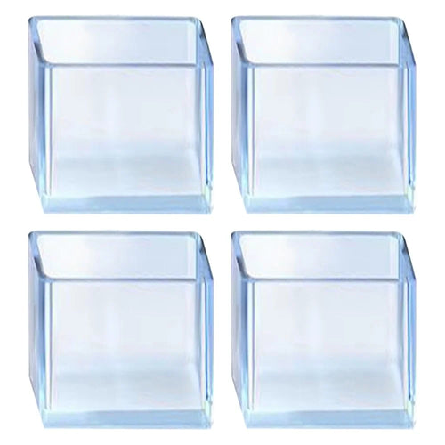 4Pcs / Set 25*25mm Furniture Leveling Feet System Square Chair Leg Caps Transparent Rubber Feet Protector Dust Cover - 1