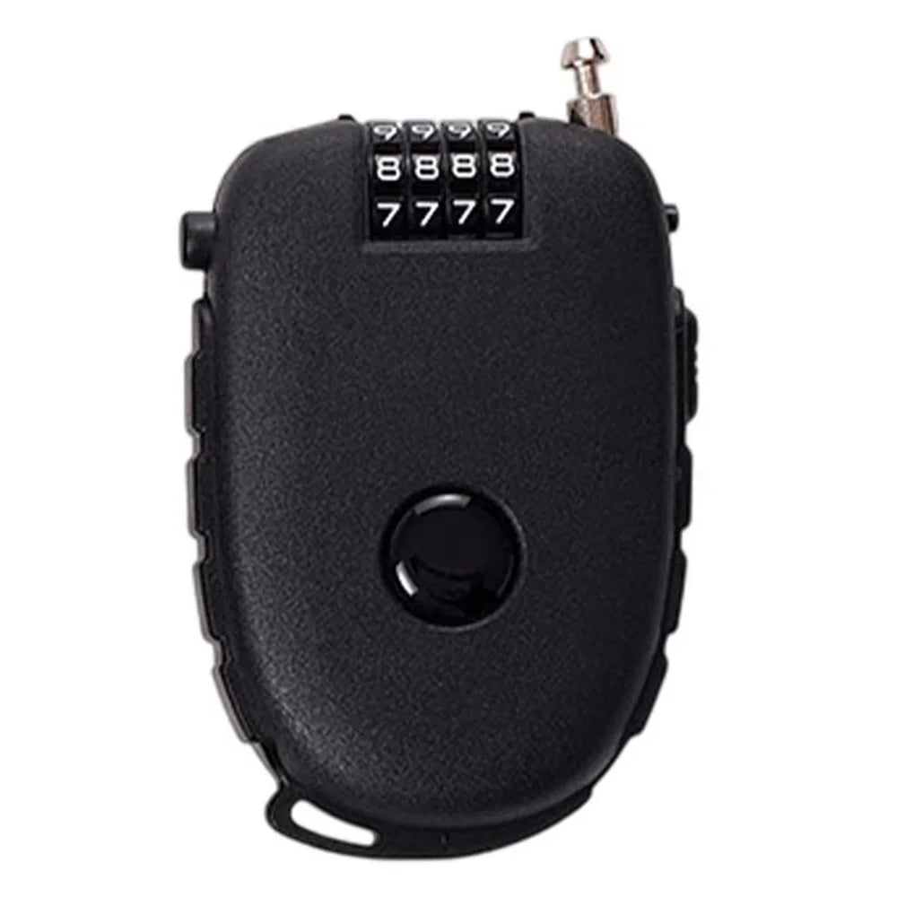 605 Steel Cable Lock 130cm Retractable 4-Digit Combination Lock Portable for Stroller Variable Speed Bike - Black - 1