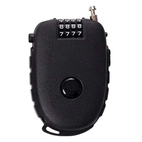 605 Steel Cable Lock 130cm Retractable 4-Digit Combination Lock Portable for Stroller Variable Speed Bike - Black - 1