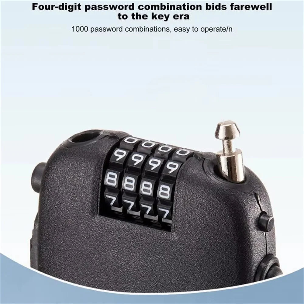 605 Steel Cable Lock 130cm Retractable 4-Digit Combination Lock Portable for Stroller Variable Speed Bike - Black - 4