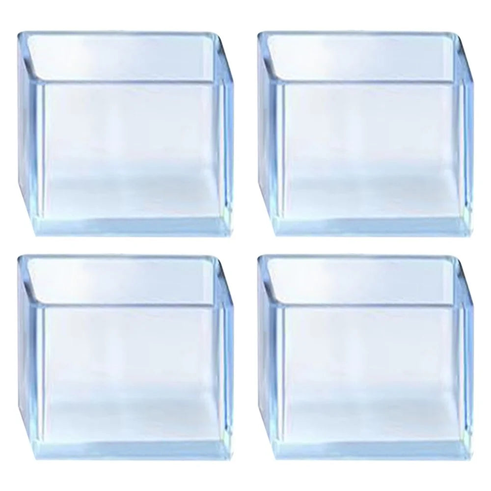 4Pcs / Set 35*35mm Square Anti-scratch Chair Leg Caps Rubber Feet Protector Transparent Dust Cover Furniture Leveling Feet System - 1