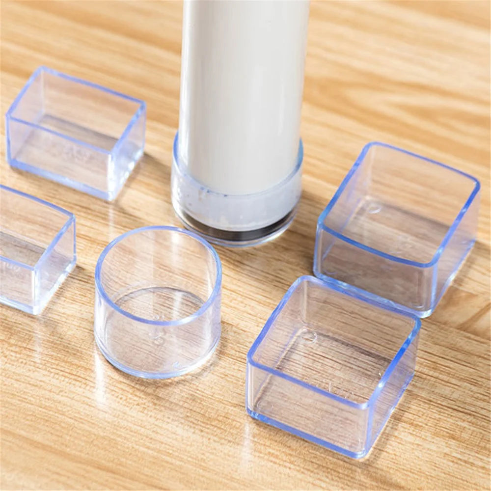 4Pcs / Set 35*35mm Square Anti-scratch Chair Leg Caps Rubber Feet Protector Transparent Dust Cover Furniture Leveling Feet System - 3