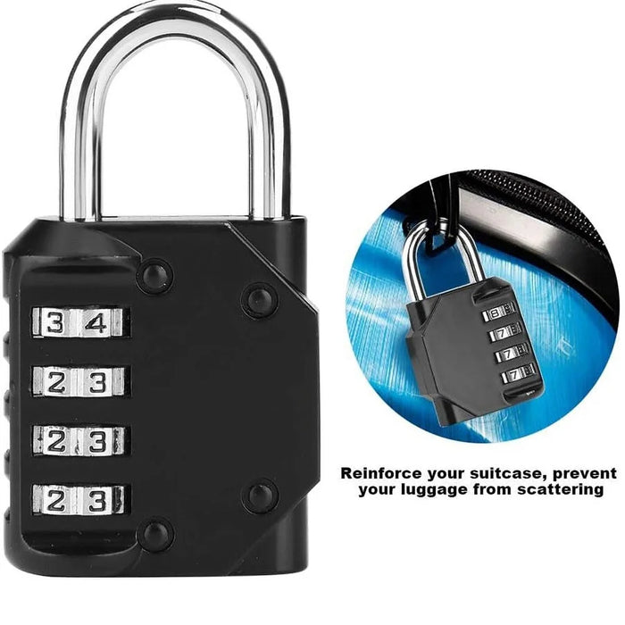 840 Zinc Alloy 4-Digit Combination Padlock Waterproof Rustproof Anti-Theft Lock for Home Dormitory Warehouse - Black - 2