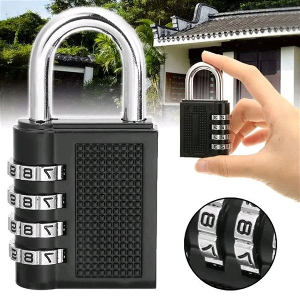 HB04 Large Zinc Alloy 4-Digit Combination Padlock Waterproof Anti-Theft Lock for Dormitory Luggage Gym - Black - 2