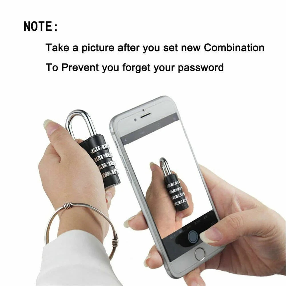 HB04 Large Zinc Alloy 4-Digit Combination Padlock Waterproof Anti-Theft Lock for Dormitory Luggage Gym - Black - 4