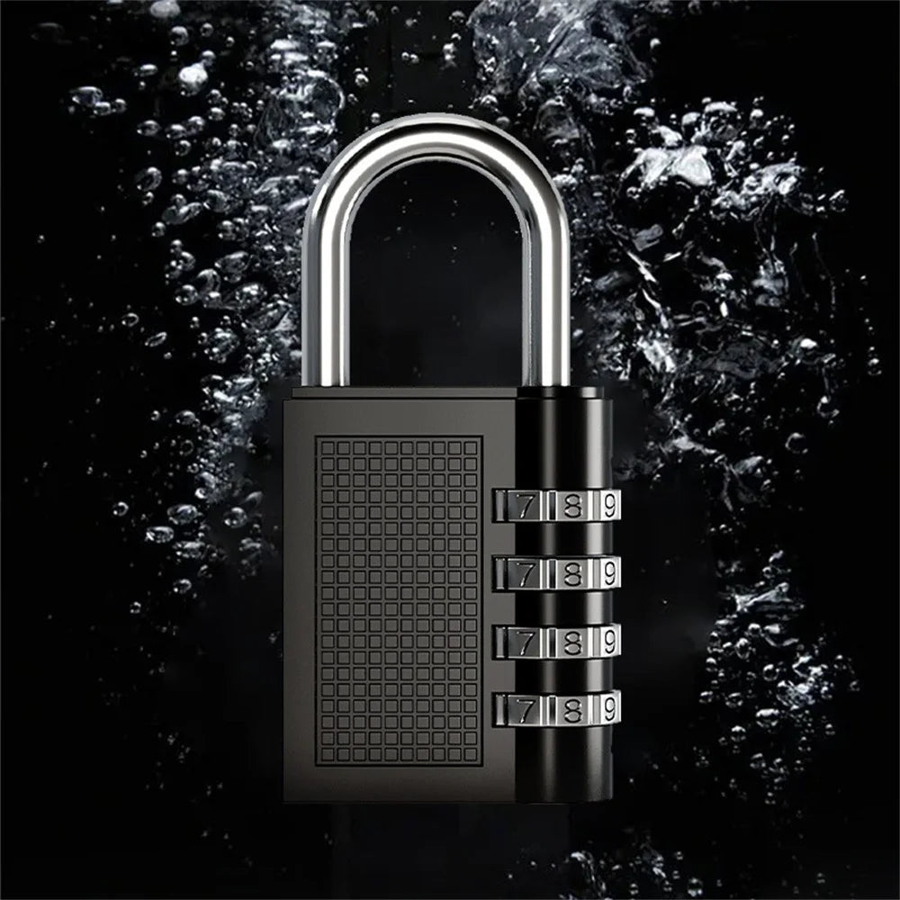 HB04 Large Zinc Alloy 4-Digit Combination Padlock Waterproof Anti-Theft Lock for Dormitory Luggage Gym - Black - 5