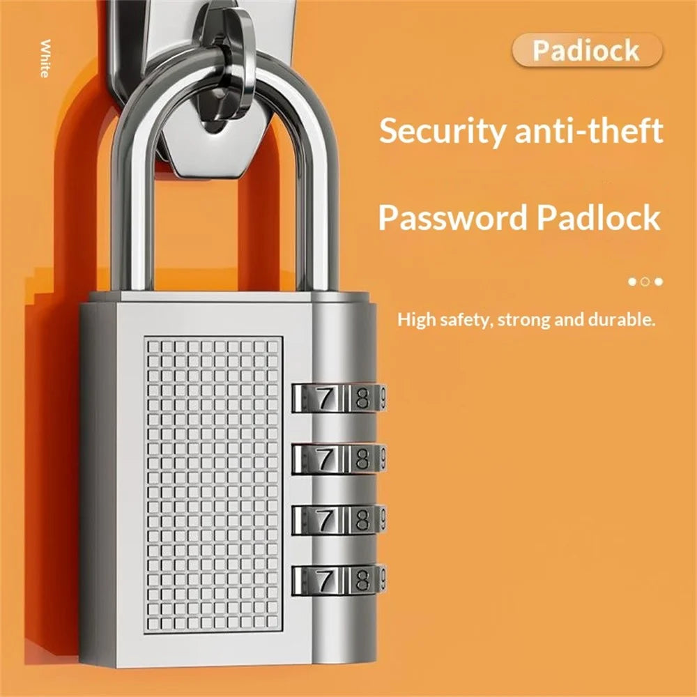 HB04 Large Zinc Alloy 4-Digit Combination Padlock Waterproof Anti-Theft Lock for Dormitory Luggage Gym - Black - 7