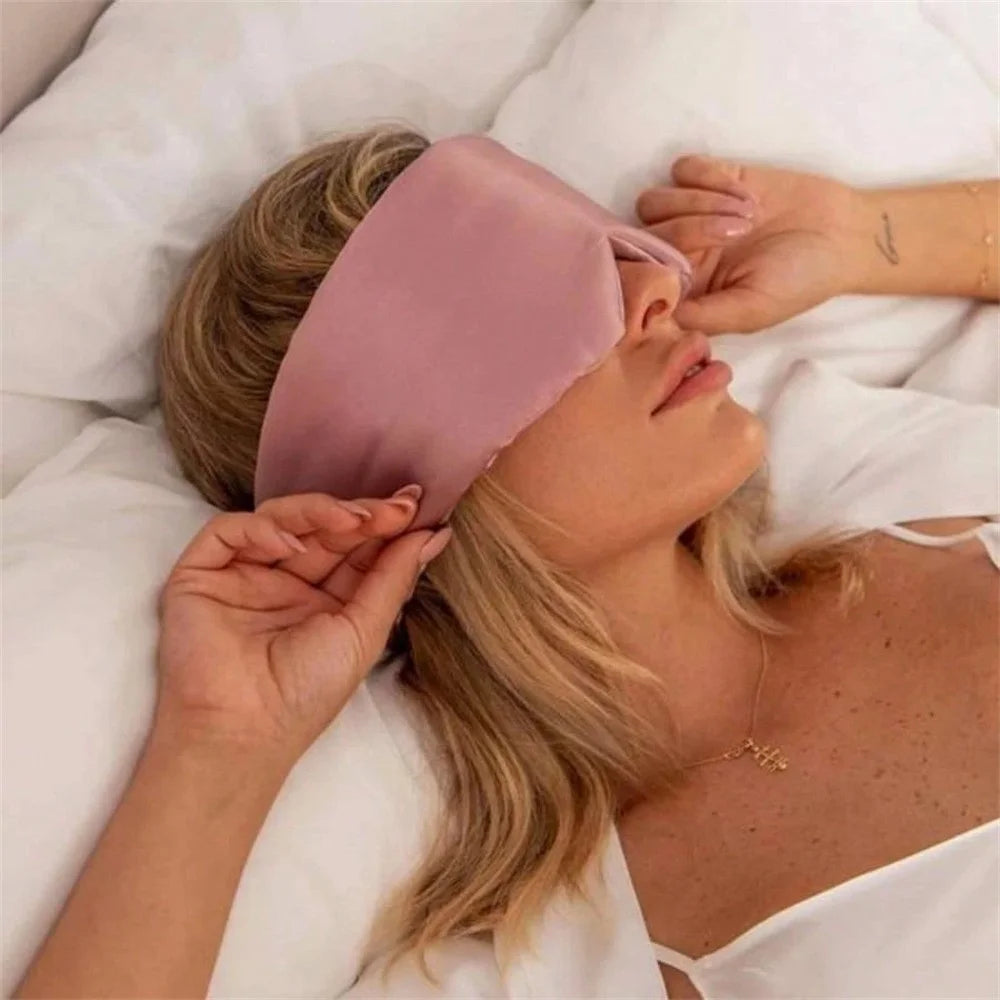 Mulberry Silk Sleep Mask 3D Contoured Eye Cover for Sleeping Large Size Light Blocking Eyeshade - Bean Pink - 3