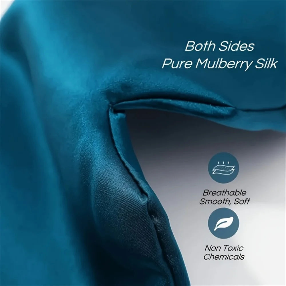 Mulberry Silk Sleep Mask 3D Contoured Eye Cover for Sleeping Large Size Light Blocking Eyeshade - Bean Pink - 5