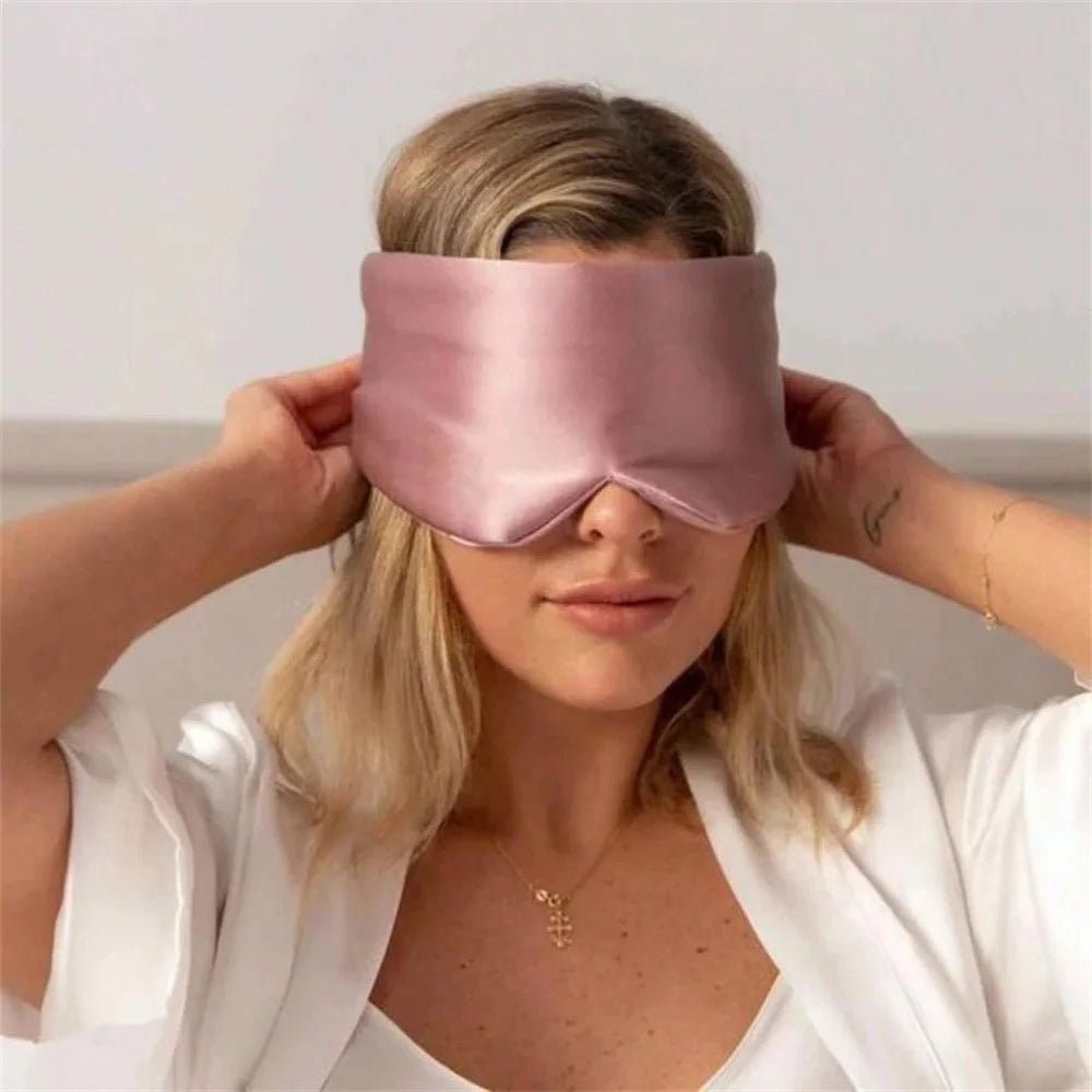 Mulberry Silk Sleep Mask 3D Contoured Eye Cover for Sleeping Large Size Light Blocking Eyeshade - Bean Pink - 6