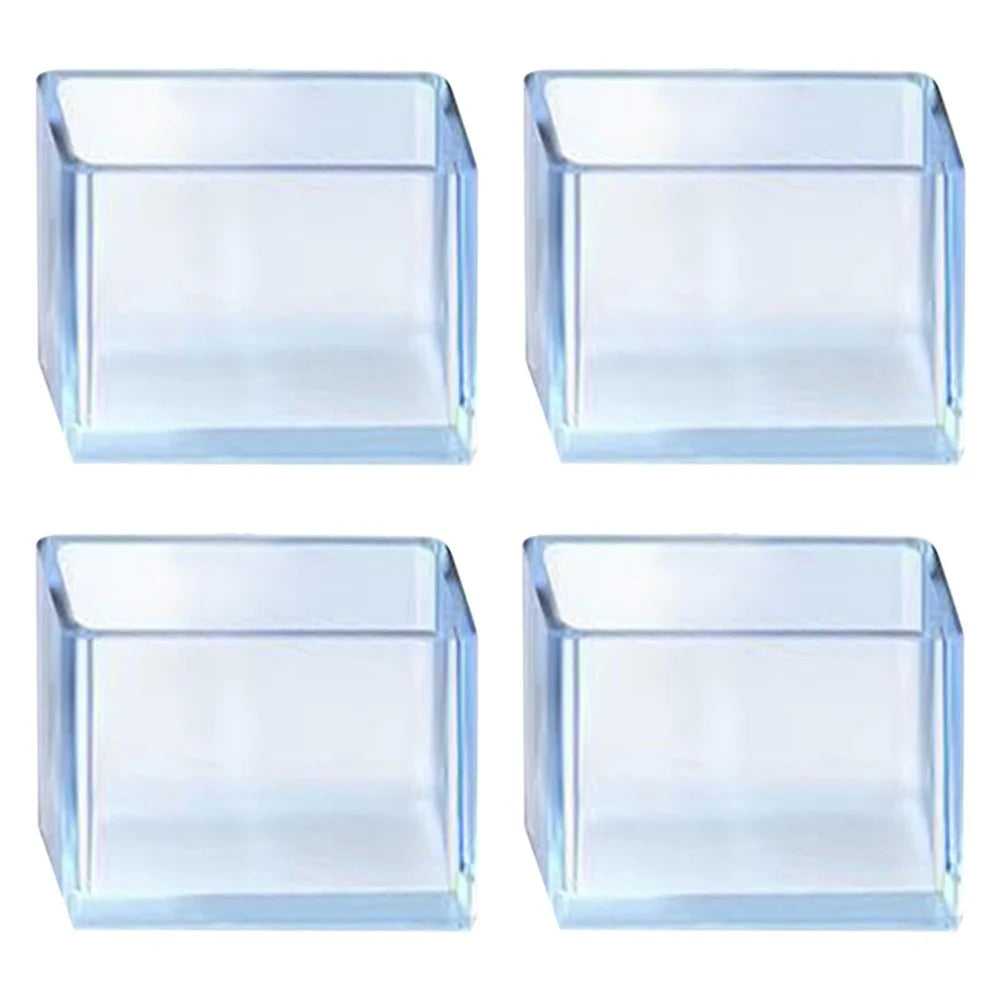4Pcs / Set 40*40mm Square Transparent Furniture Leg Caps Dust Cover Rubber Feet Protector Leveling Feet System for Chair / Table - 1