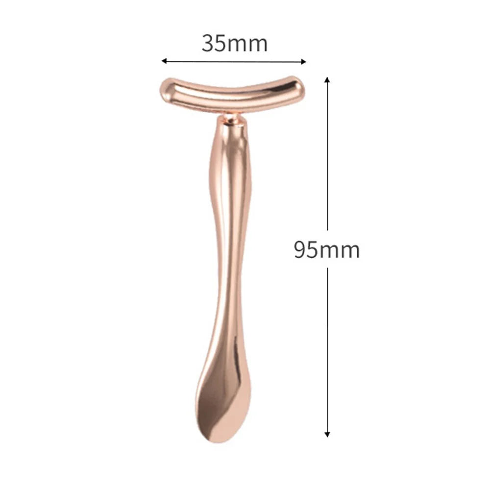 T-Shaped Eye Cream Massager Facial Massage Tool Beauty Applicator for Face / Eye Area Skincare - Rose Gold - 1
