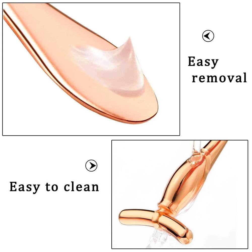 T-Shaped Eye Cream Massager Facial Massage Tool Beauty Applicator for Face / Eye Area Skincare - Rose Gold - 3