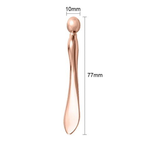 77 x 10mm Facial Massage Roller Metal Eye Cream Applicator Beauty Tool Skincare Wand with Cream Scoop - Rose Gold - 1