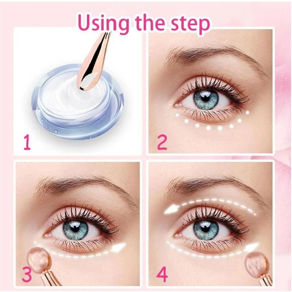 100 x 14mm Facial Massage Roller Metal Eye Cream Applicator Beauty Tool Skincare Wand with Cream Scoop - Rose Gold - 4