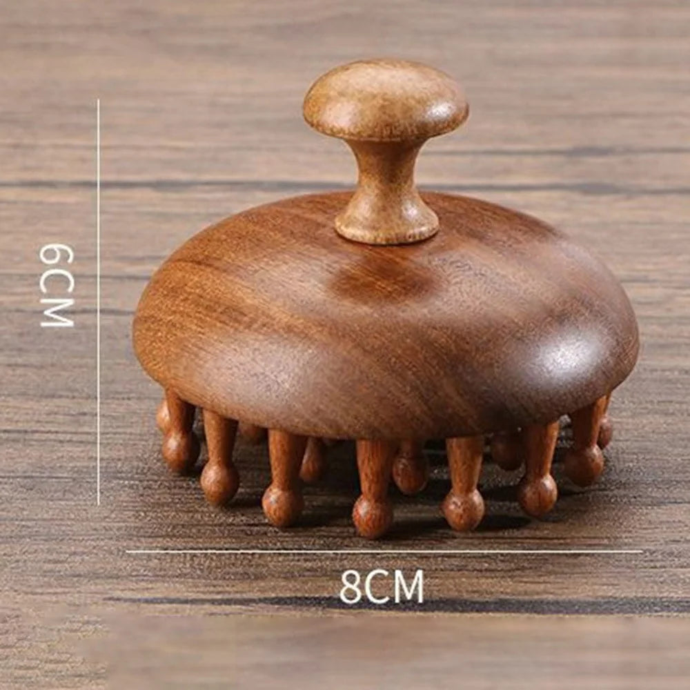 28 Teeth Sandalwood Comb Scalp Massager Wooden Hair Brush for Stress Relief  /  Relaxation - 1