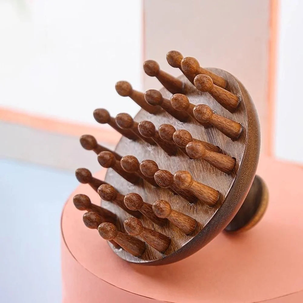 28 Teeth Sandalwood Comb Scalp Massager Wooden Hair Brush for Stress Relief  /  Relaxation - 2