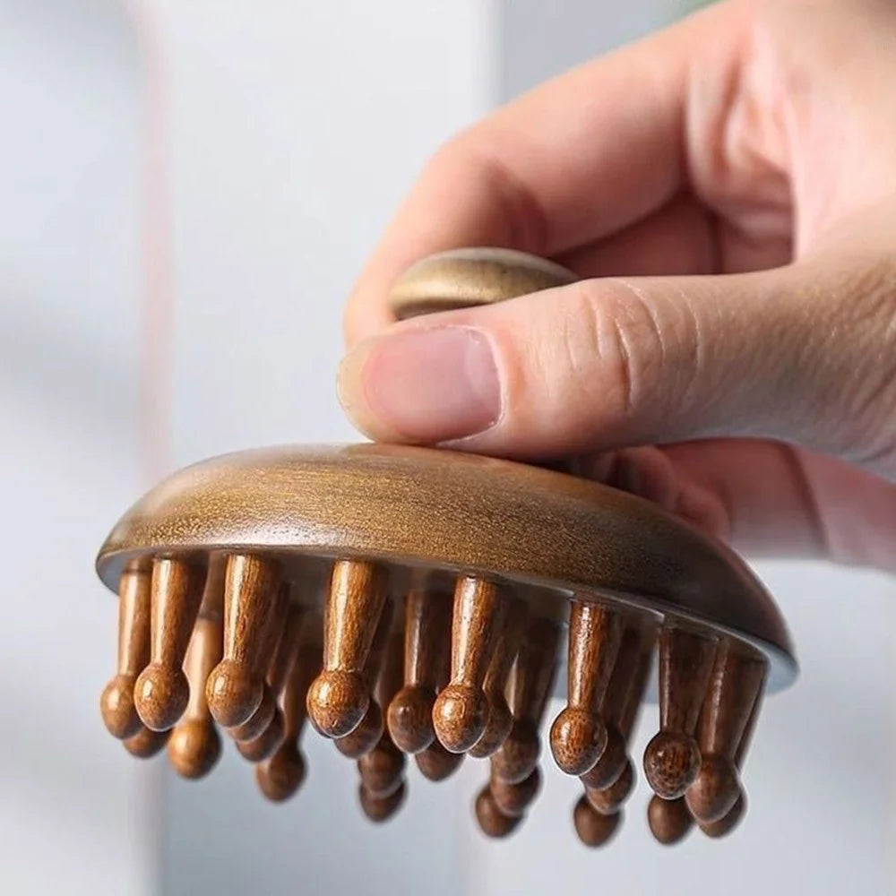 28 Teeth Sandalwood Comb Scalp Massager Wooden Hair Brush for Stress Relief  /  Relaxation - 3