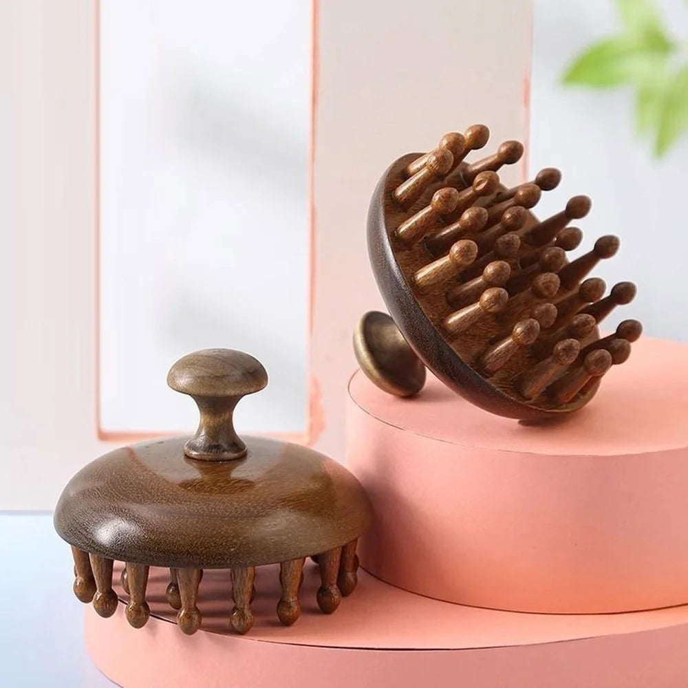 28 Teeth Sandalwood Comb Scalp Massager Wooden Hair Brush for Stress Relief  /  Relaxation - 4