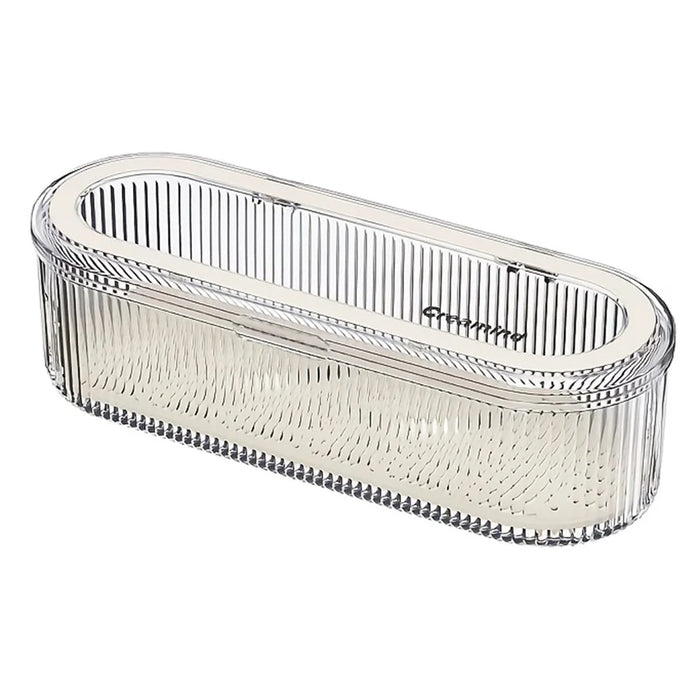 Makeup Brush Organizer Storage Box with Draining Tray  /  Dustproof Cosmetic Tool Holder for Brushes Sponges Eyebrow Pencils - 1