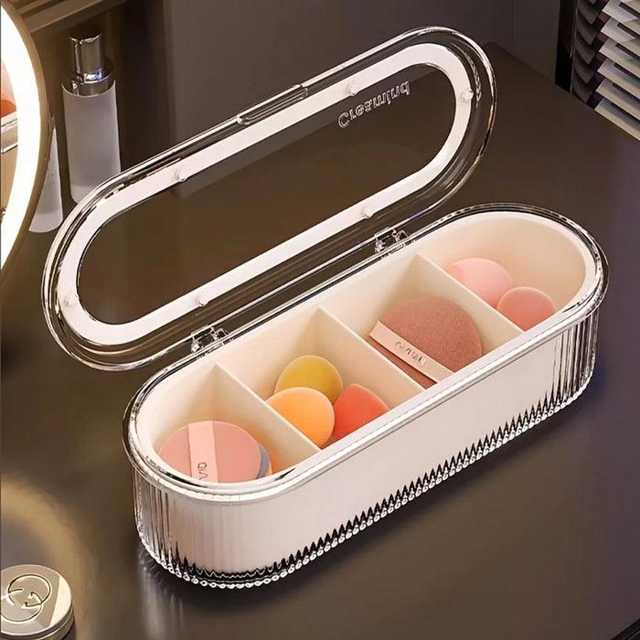 Cosmetic Sponge Holder 4 Compartments Makeup Puff Drying Rack  /  Storage Box  /  Draining Organizer for Beauty - 1