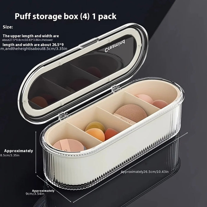 Cosmetic Sponge Holder 4 Compartments Makeup Puff Drying Rack  /  Storage Box  /  Draining Organizer for Beauty - 3